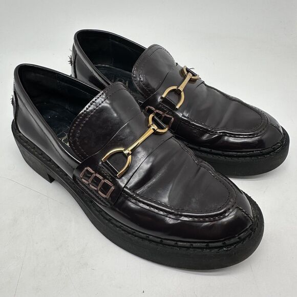 Zara Loafer Shoes Womens Size 39  Patent Leather Horsebit Chunky Heel Y2K - Picture 5 of 13